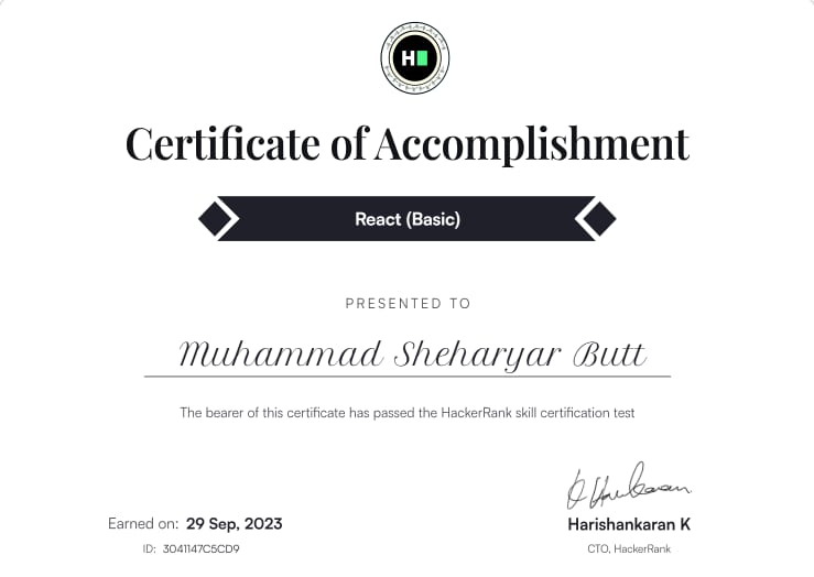 React (Basic) certificate