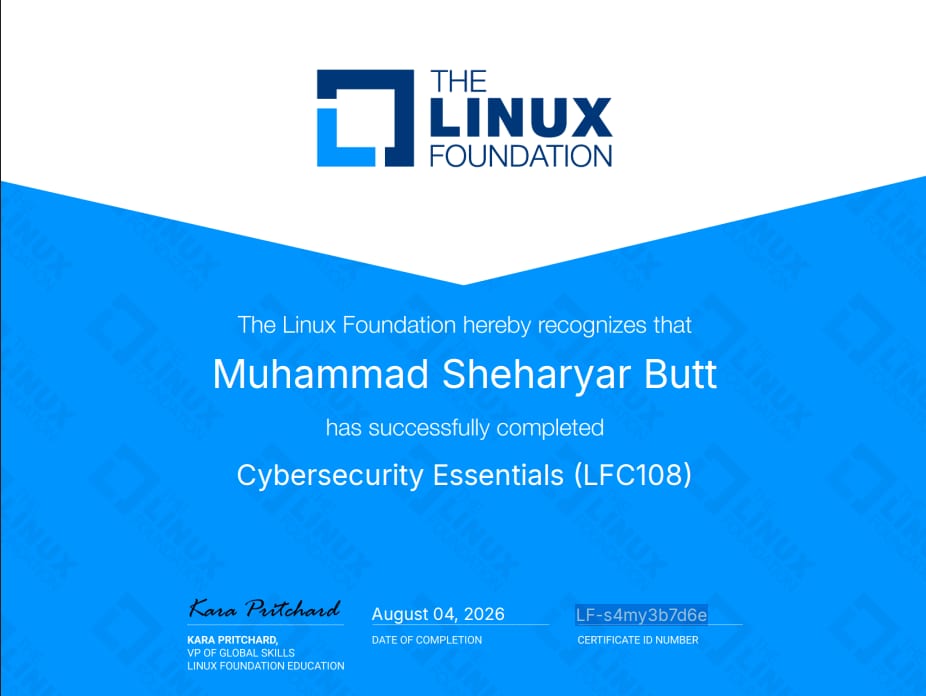 Cybersecurity Essentials LFC108 certificate