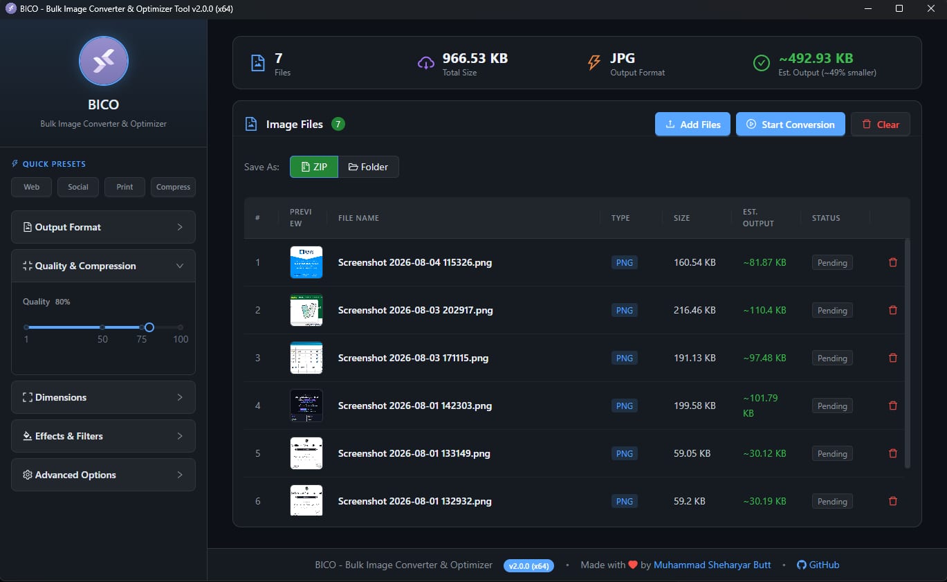 🚀 Introducing BICO v2.0.0 - The Next-Gen Bulk Image Converter & Optimizer (React + Electron) - Desktop App
