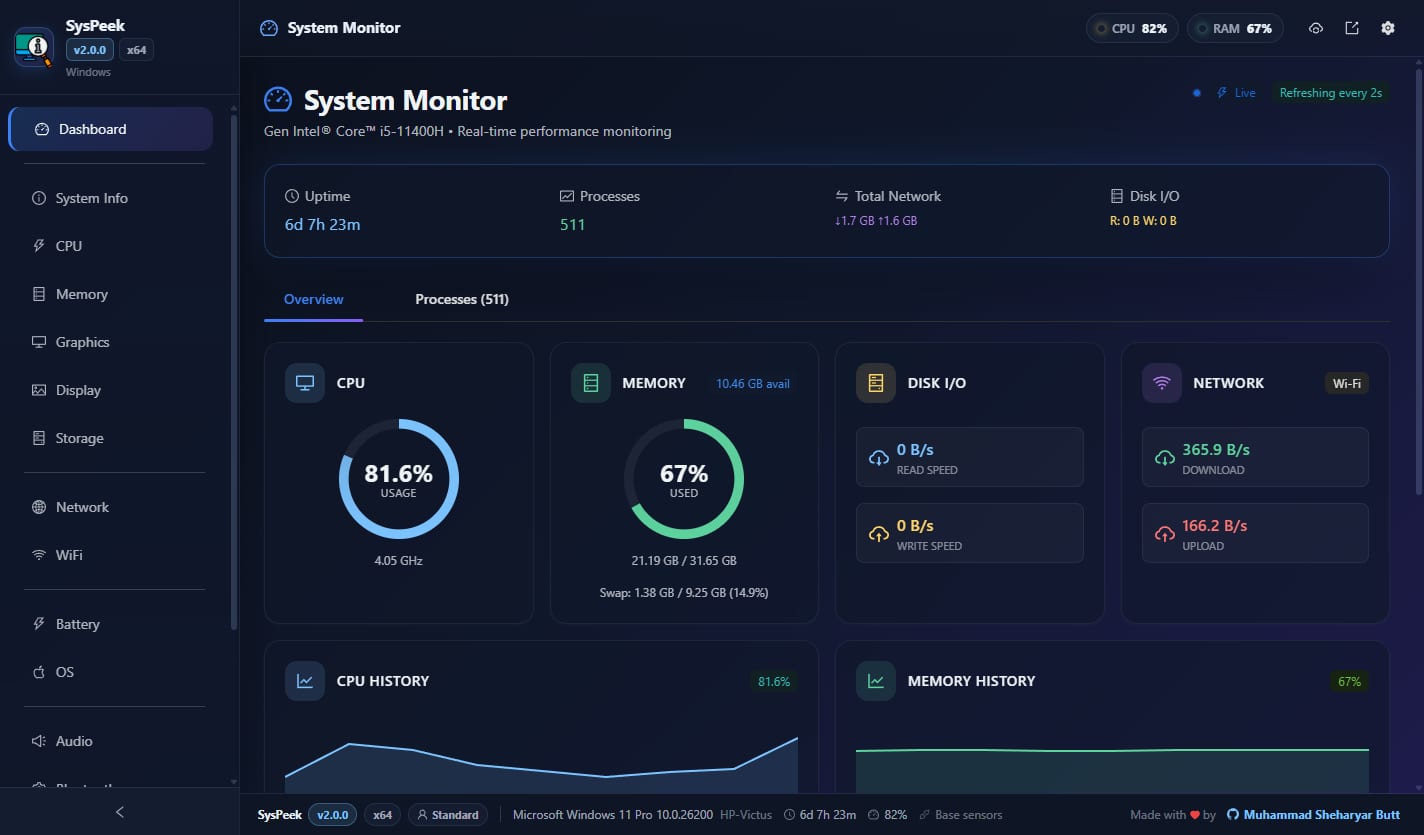 🚀 Introducing SysPeek v2.0.0 - A Modern System Information Viewer for Windows, macOS, and Linux (New Release!)